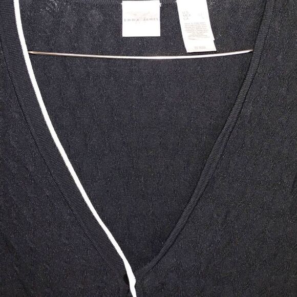 Emma James Womens Sweater Sz Small Black Textured Knit Button Cardigan Vtg - Picture 4 of 10